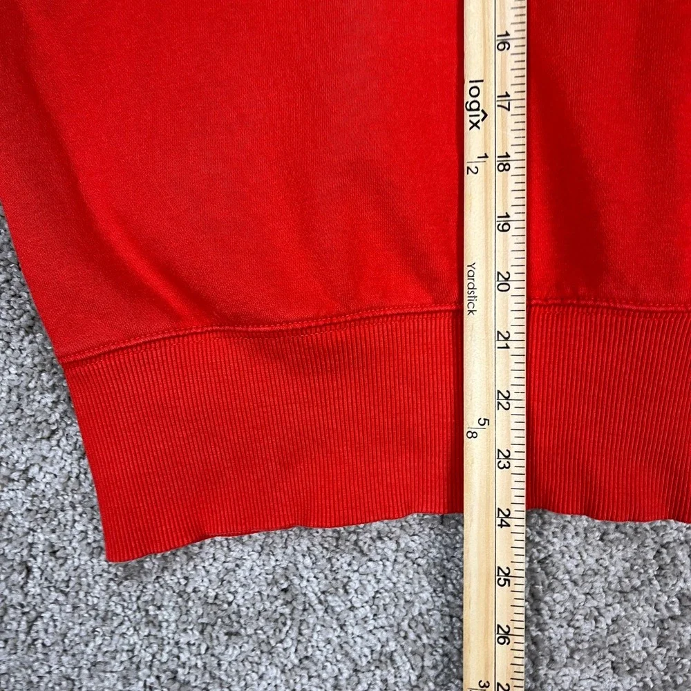Adidas Hoodie Mens XS Red Long Sleeve‎ Drawstring Pullover 3-Stripes Fleece EUC